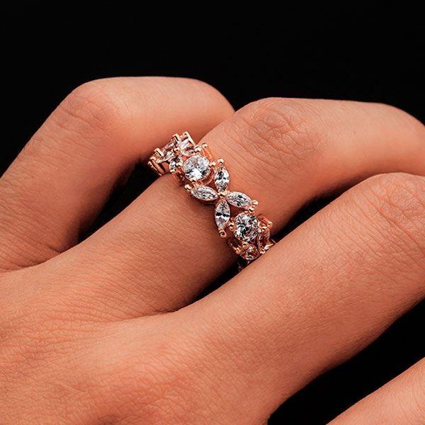 Art Deco Filigree 3 Stone Vintage Diamond Ring in Rose Gold — Antique  Jewelry Mall