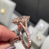 Oval Cut Split Shank 925 Sterling Silver Engagement Ring