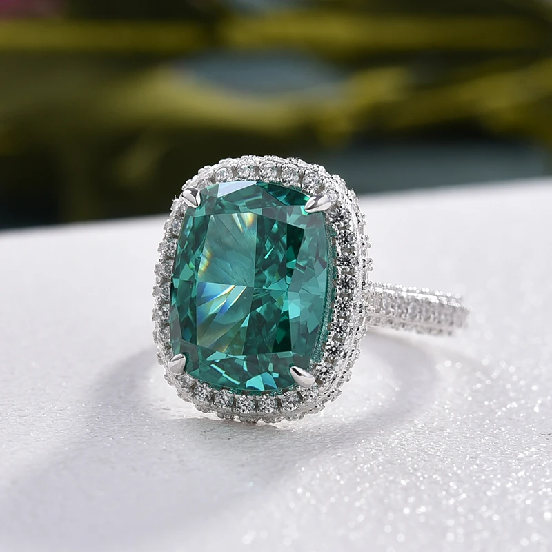 Halo 3 Carats Oval Cut Indicolite Tourmaline Engagement Ring, Teal Green Tourmaline  Ring, Deep Turquoise Tourmaline Ring, October Birthstone