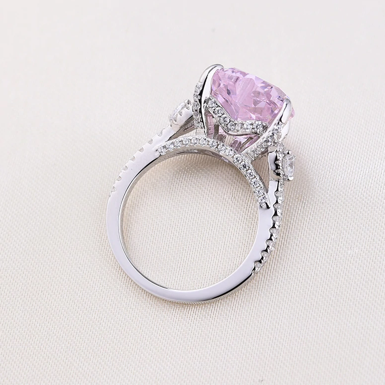 925 silver ring top with pink stone