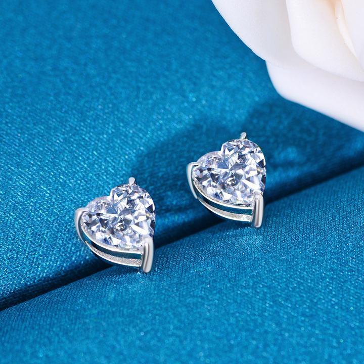 3/4 ct Heart Cut Diamond Stud Earrings 14K White Gold with Screw Backs –  Popular Diamonds