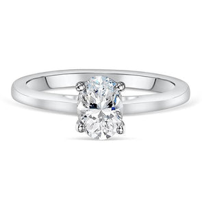 Oval Cut Solitaire Ring In Sterling Silver