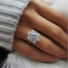 Unique Snowflake Design Round Cut Sterling Silver Engagement Ring