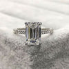Classic Emerald Cut Engagement Ring In Sterling Silver