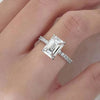 Classic Emerald Cut Engagement Ring In Sterling Silver