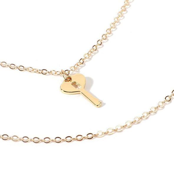 Retro Lock & Key Layered Necklace