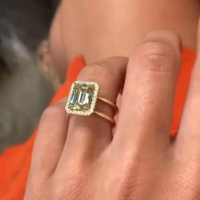 Emerald Cut Double Edge Engagement Ring