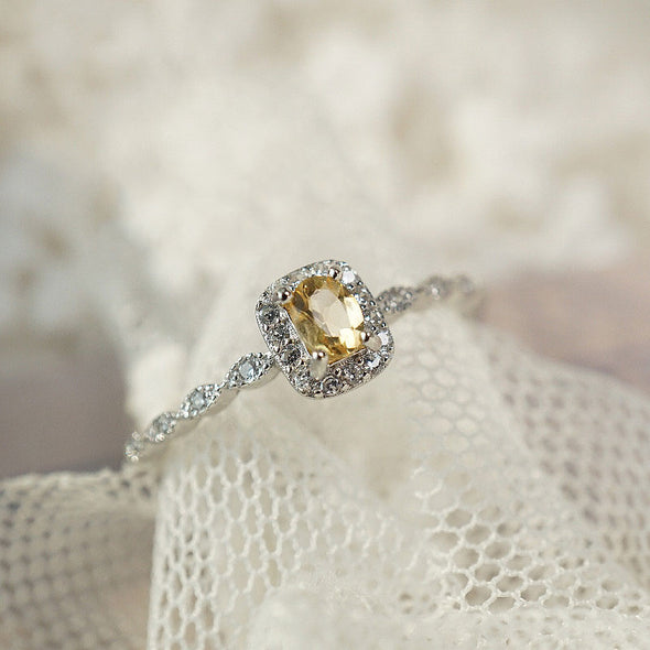 Radiant Cut Natural Citrine Sterling Silver Cuff Adjustable Engagement ring