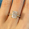 4pcs Classic Golden Tone Radiant Cut Sterling Silver Bridal Set with Two Tone Band