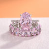 Sweet Pink Gemstone Oval Cut Sterling Silver Bridal Set