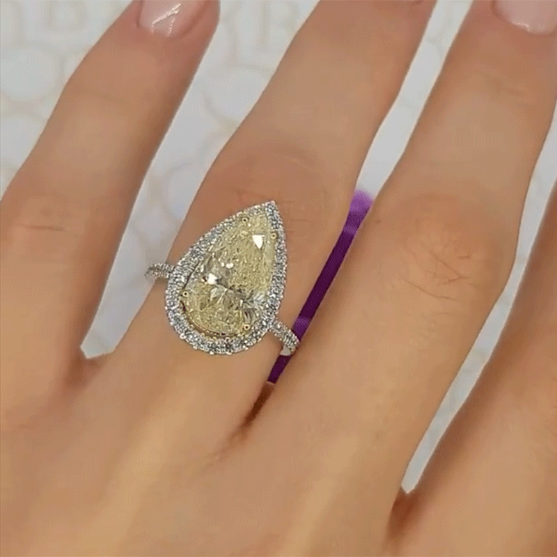 Yellow diamond pear engagement ring deals