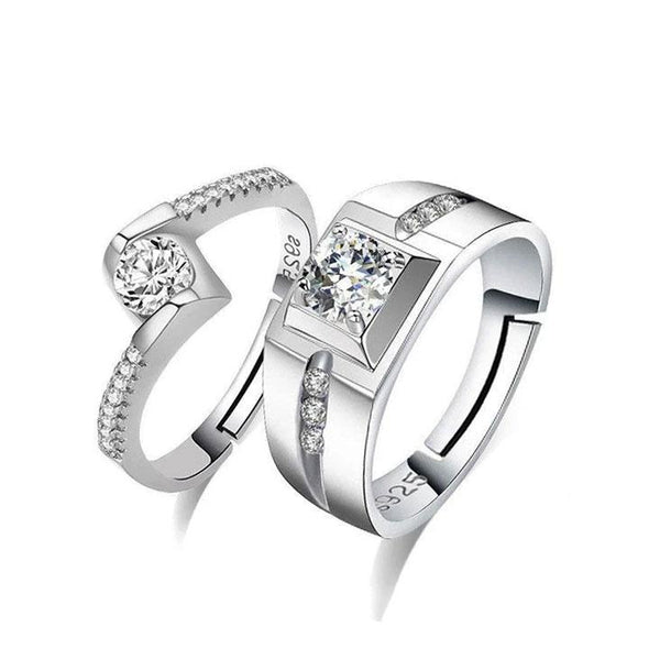 Bypass Sterling Silver Open Couple Rings (2 rings included)