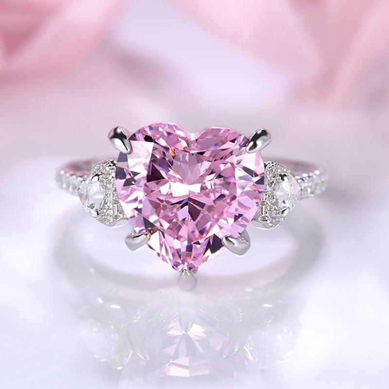 Pink heart shaped diamond ring Clearance