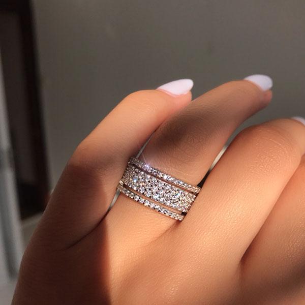 Wide Pave Women's Wedding Band In White Gold from Black Diamonds