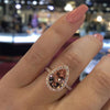 Halo Rose Gold Pear Cut Sterling Silver Engagement Ring