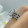 3-Pieces 3.25 CT Radiant Cut Solitaire Wedding Ring Half Crown Bridal Set in Sterling Silver