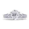 Oval Cut Engagement Ring with Two Princess Sidestones