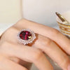 7.0ct Vintage Cluster Ruby Oval Cut Sterling Silver Engagement Ring