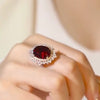 7.0ct Vintage Cluster Ruby Oval Cut Sterling Silver Engagement Ring