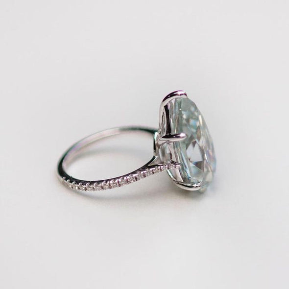Pear Cut Sterling Silver Solitaire Engagement Ring