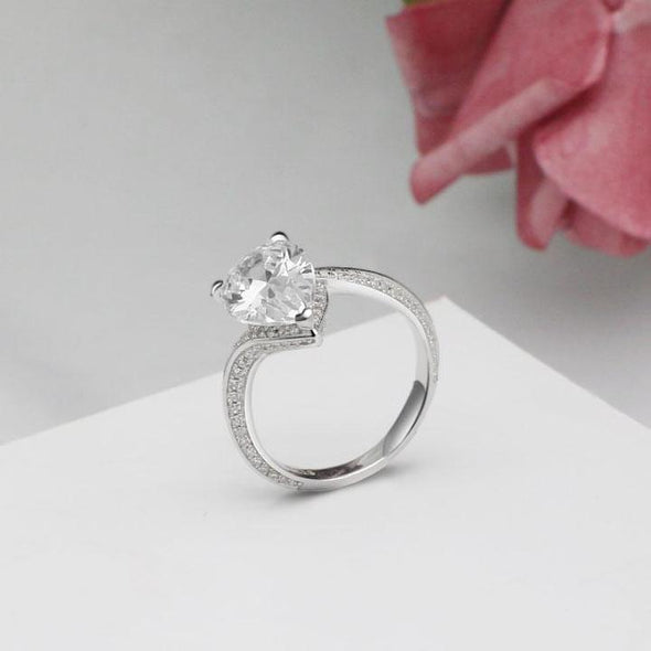 4.5ct Unique Pear Cut Bypass Sterling Silver Engagement Ring
