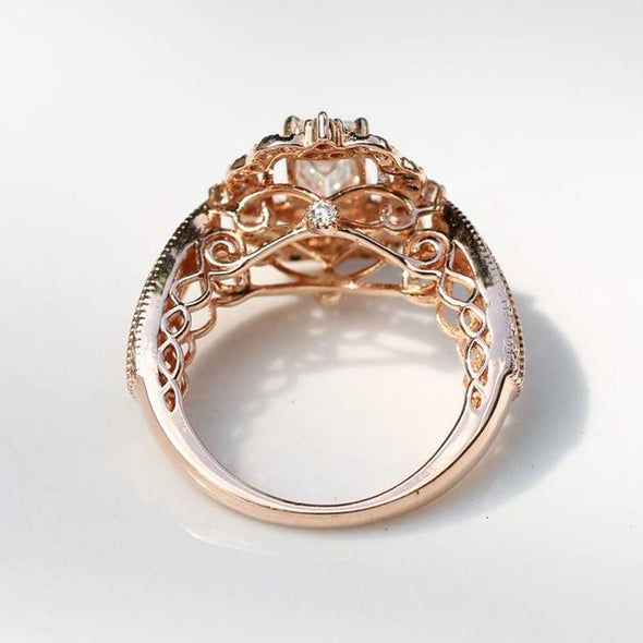 Vintage Hollow Design Emerald Cut Engagement Ring