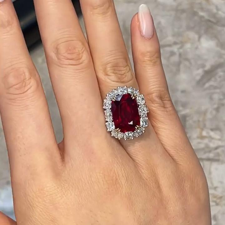 White Gold Ruby Jasmine Brilliant Cut Engagement Ring