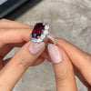 Sparkling Halo Ruby Cushion Cut Party & Engagement Ring