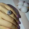 Retro Halo Sterling Silver Engagement Ring