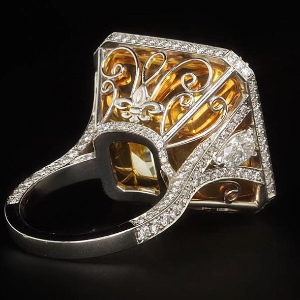 Fancy Yellow Engagement Ring in Radiant Cut