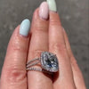 Halo Cushion Cut Split Shank Sterling Silver Engagement Ring