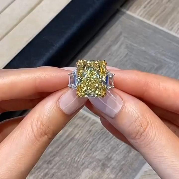 Radiant Cut Three Stone Engagement Ring