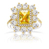 Halo Radiant Cut Yellow Tone Cluster Engagement Ring