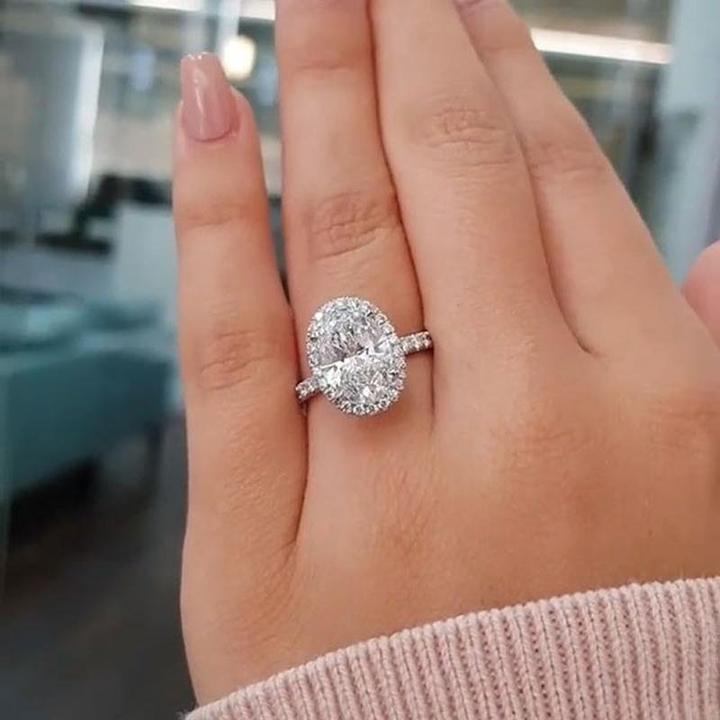 2.10 Carat Oval Cut Moissanite Engagement Ring - Bridal Ring - Prong  Setting Ring - Aniversary Ring - 18k White Gold Over Silver - Walmart.com