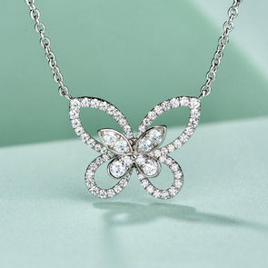 Dainty Butterfly Design Sterling Silver Pendant Necklace