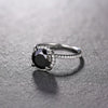 Halloween Design Black Halo Sterling Engagement Ring
