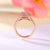 Rose Golden Tone Pink Round Cut Double Halo Engagement Ring