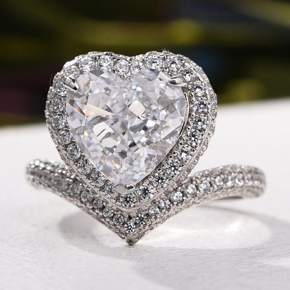 Unique Heart Cut Design Engagement Ring