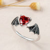 Halloween Design Ruby Heart Cut Sterling Silver Engagement Ring