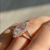 Halo Marquise Cut Split Shank Engagement Ring in Sterling Silver