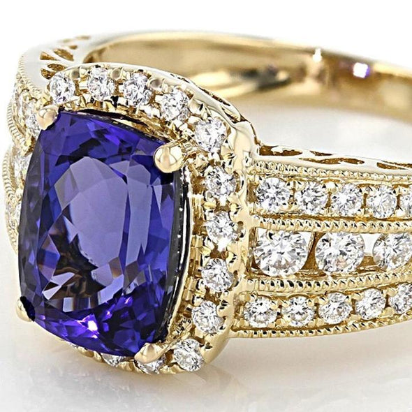 Vintage Cushion Cut Sapphire Engagement Ring