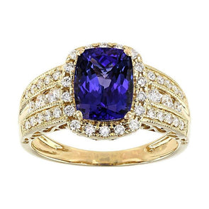 Vintage Cushion Cut Sapphire Engagement Ring