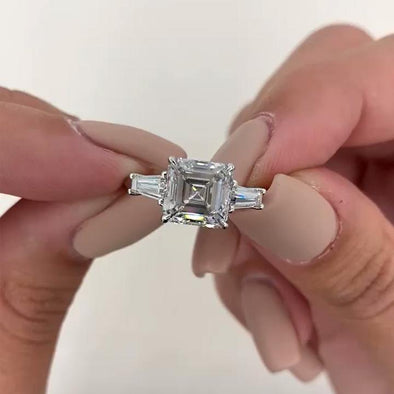 2.07ct Vintage Style Gia-certified Asscher Cut Diamond Engagement With A  Halo Sapphire Accent. Platinum Ring. - Etsy | Diamond cuts, Asscher cut  diamond, Sapphire engagement ring halo