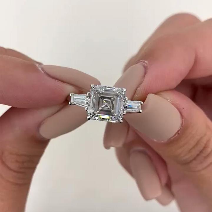 Handmade 3-Stone Asscher Cut Diamond Ring - CDS0083 - Gale Diamonds Chicago