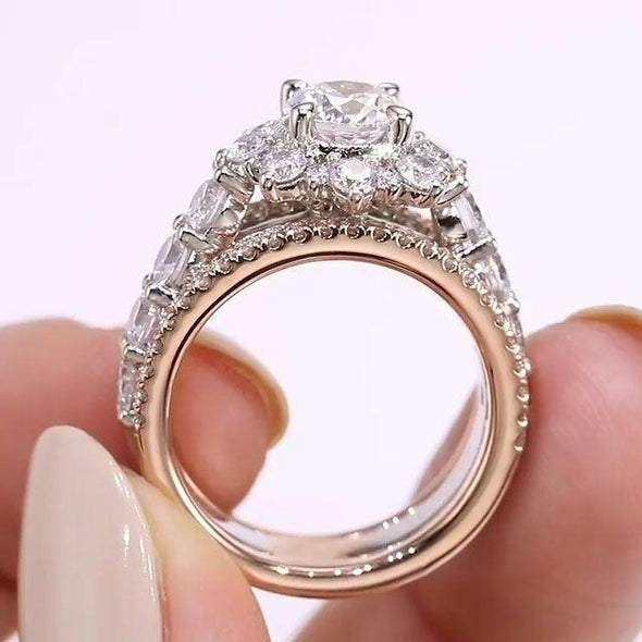 Sunflower Design Sterling Silver Engagement Ring
