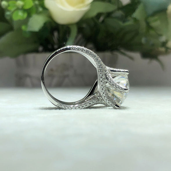 Luxury 6 Prong Twisted Band Half Eternity Sterling Silver Engagement Ring