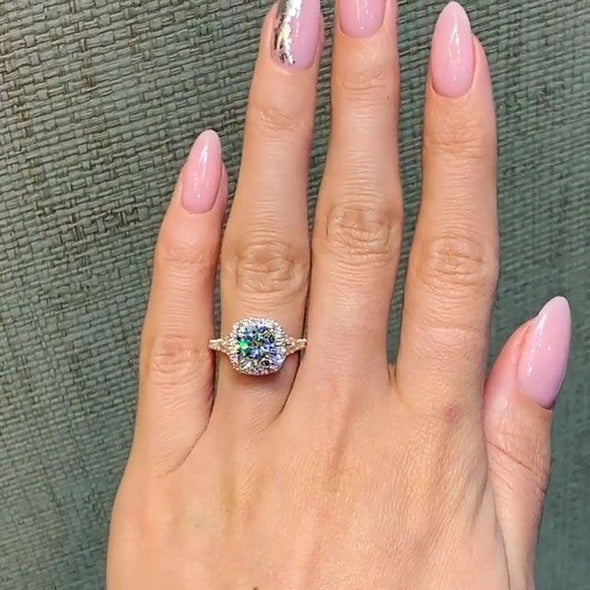 Cushion Cut Engagement Ring in Rose Golden Tone