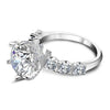 Round Cut 6 Prong Engagement Ring with Side Stone