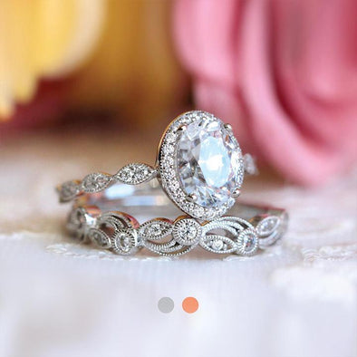 Engagement Ring Crystal White Round Set Promise Vintage Bridal Wedding Rings  New | eBay