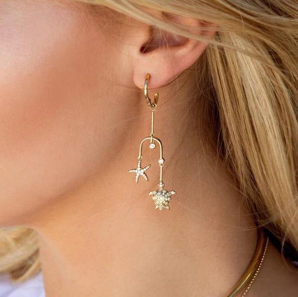 Fashion Turtle Starfish Dangle Earrings
